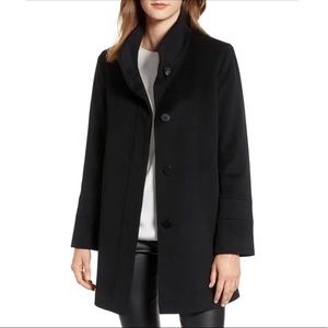 fleurette placket front wool car coat